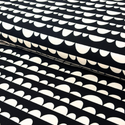 Tela Baby Twill 60" de Algodón Estampada Media Luna, Negro/Blanco  - 1 yarda