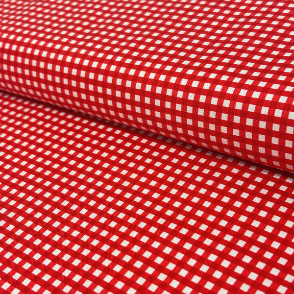 Tela Estampada de 100% Algodón 44" Gingham, Rojo - 1 yarda