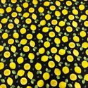 Tela Estampada de 100% Algodón 44" Limones, Negro - 1 yarda
