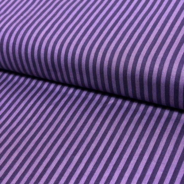 Tela Estampada de 100% Algodón 44" Rayas Finas, Eggplant - 1 yarda
