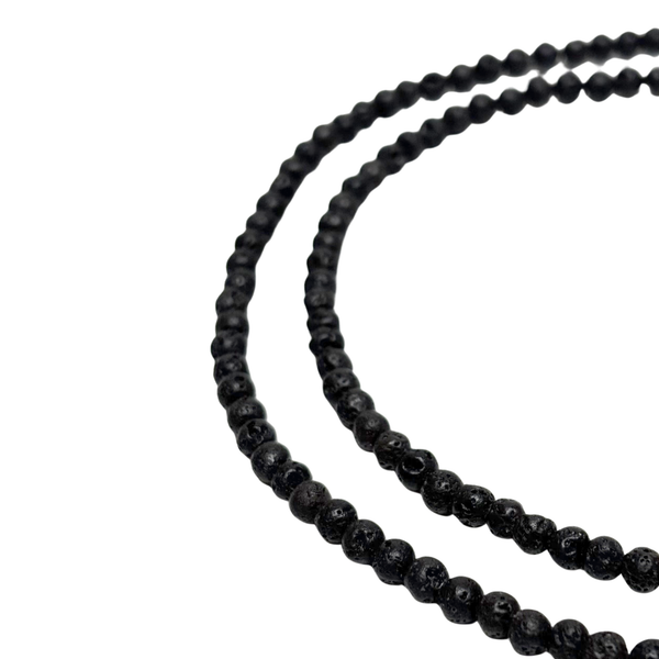 Round Black Lava Stone Beads - 8 mm