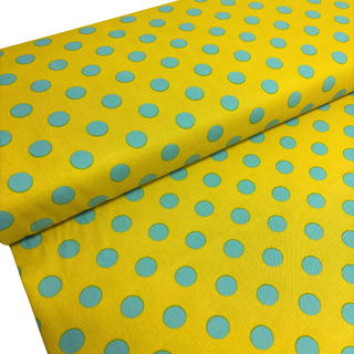 Tela Estampada de 100% Algodón 44" Polka Dots Grandes, Myrtle - 1 yarda
