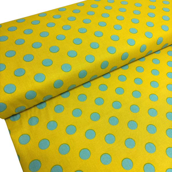 Tela Estampada de 100% Algodón 44" Polka Dots Grandes, Myrtle - 1 yarda
