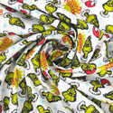 Tela Estampada de 100% Algodón , 44/45", Blanco - Feelin' Grinchy