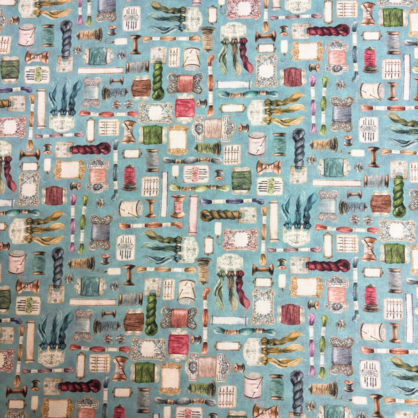 Tela Estampada de 100% Algodón 44/45" Make it Sew, Azul - 1 yarda