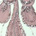 Tela Tulle de Encaje Bordada 65", Rosa Viejo / Plateado  - 1 yarda