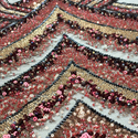 Tela Tulle de Encaje Bordada 65”, Negro / Rojo / Dorado - 1 yarda