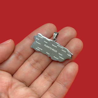 Puerto Rico (Pueblos) - Charm de Stainless Steel; 1 pieza - Plateado