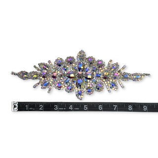 Rhinestone Applique, 9.5" x 3.5", Plateado – 1 pieza