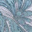 Tela Tulle de Encaje Bordada 65”, Azul Claro - 1 yarda