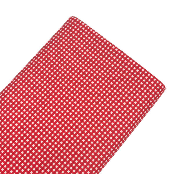 Tela Estampada de 100% Algodón 44" Gingham, Rojo - 1 yarda