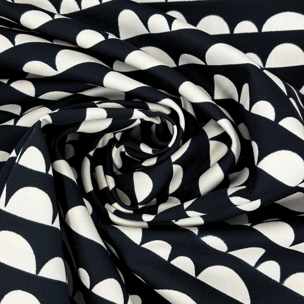 Tela Baby Twill 60" de Algodón Estampada Media Luna, Negro/Blanco  - 1 yarda