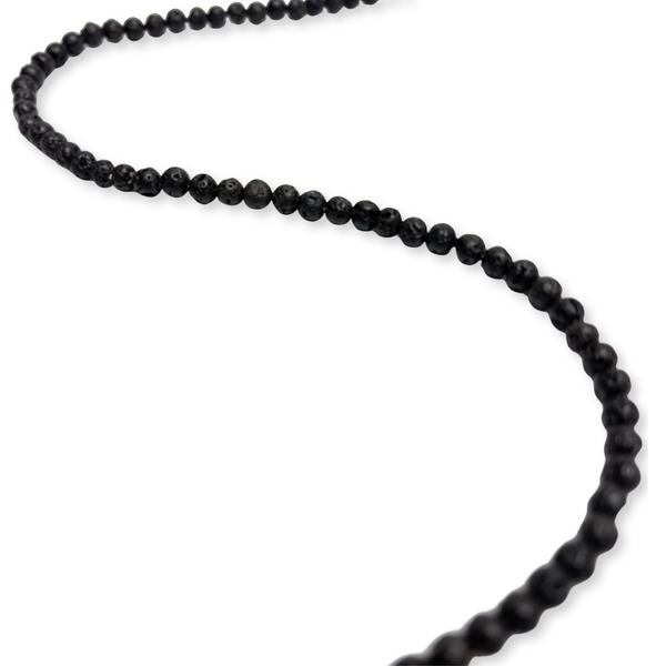 Round Black Lava Stone Beads - 8 mm