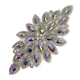 Rhinestone Applique, 11.5" x 5.5", Plateado Tornasol – 1 pieza