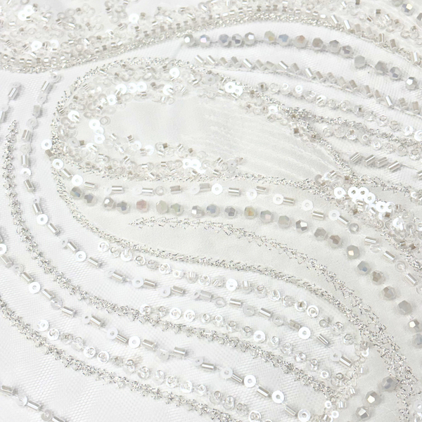 Tela Tulle de Encaje Bordada 60", Blanco - 1 yarda