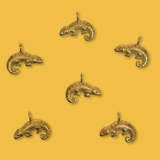 Dije de Camaleón Stainless Steel con Baño en Oro 18kt, 20mm - 1 pieza