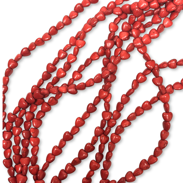 Cuentas de Turquesa Sintética en Forma de Corazón Rojo – 5mm