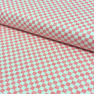 Tela Estampada de 100% Algodón 44/45" Checkers, Rosado - 1 yarda