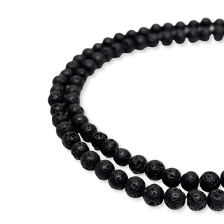 Cuentas Redondas de Piedra de Lava Negra - 6 mm