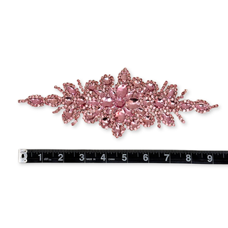 Rhinestone Applique, 9.5" x 3.5", Rosado – 1 pieza