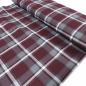 School Plaid Fabric - Grey White Burgundy, 60" Wide