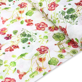 Tela Hilo 100% Estampada 58", Flores Capuchinas - 1 yarda