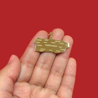 Puerto Rico (Pueblos) - Charm de Stainless Steel; 1 pieza - Dorado