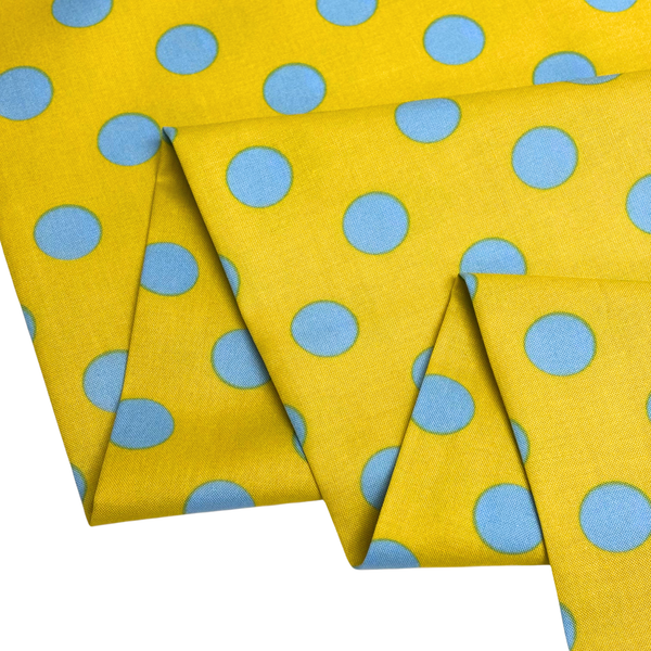 Tela Estampada de 100% Algodón 44" Polka Dots Grandes, Myrtle - 1 yarda