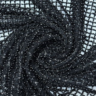 Tela Tulle de Encaje Bordada 65", Negro - 1 yarda