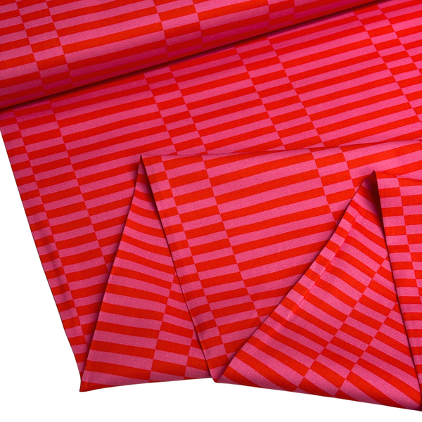 Tela Estampada de 100% Algodón 44" A Ruby + Bee Color Story, Red / Pink - 1 yarda