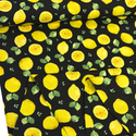 Tela Estampada de 100% Algodón 44" Limones, Negro - 1 yarda