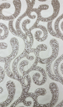 Tela Tulle de Encaje Bordada 60",  Blanco / Plateado - 1 yarda