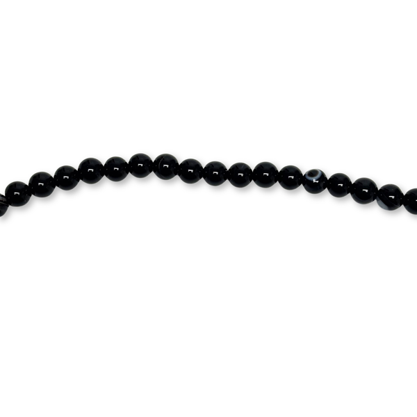 Cuentas Redondas de Ágata, Tonos Negro y Blanco – 8mm