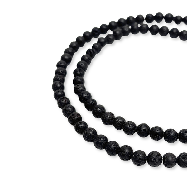 Round Black Lava Stone Beads - 8 mm