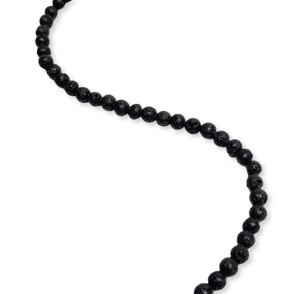 Round Black Lava Stone Beads - 8 mm