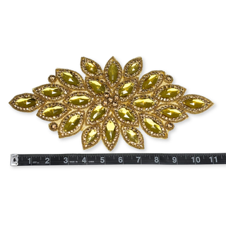 Rhinestone Applique, 11.5" x 5.5", Dorado – 1 pieza