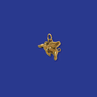 Dije de Cerdito Volador Stainless Steel con Baño en Oro 18kt, 15mm - 1 pieza