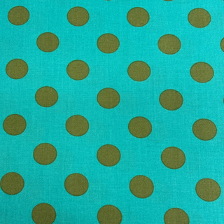 Tela Estampada de 100% Algodón 44" Polka Dots Grandes, Agave - 1 yarda