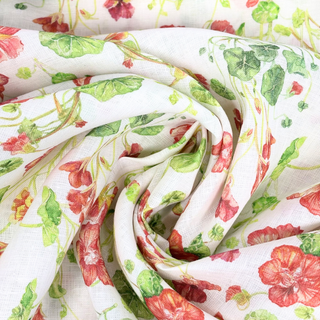 Tela Hilo 100% Estampada 58", Flores Capuchinas - 1 yarda