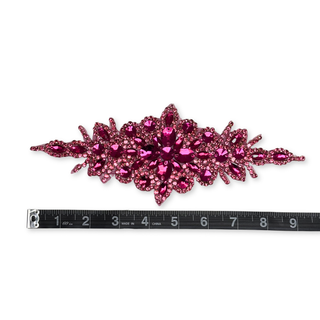 Rhinestone Applique, 9.5" x 3.5", Fucsia – 1 pieza
