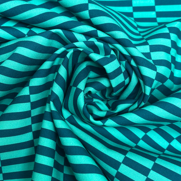 Tela Estampada de 100% Algodón 44" A Ruby + Bee Color Story, Aqua - 1 yarda