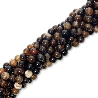 Cuentas Redondas de Ágata, Tonos Marrones – 8mm