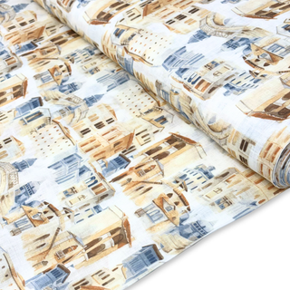 Tela Hilo 100% Estampada 58", Ciudad Rústica - 1 yarda