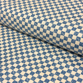 Tela Estampada de 100% Algodón 44/45" Checkers, Azul Costero - 1 yarda