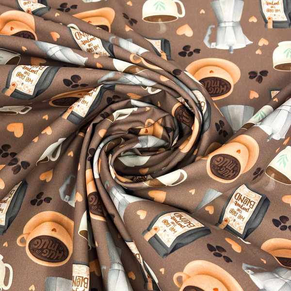 Printed Fabric 100% Cotton 44" Coffee Shop, Perfect Blend - 1 yard