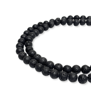 Cuentas Redondas de Piedra de Lava Negra - 10 mm