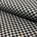 Tela Estampada de 100% Algodón 44/45" Checkers, Gris / Negro - 1 yarda