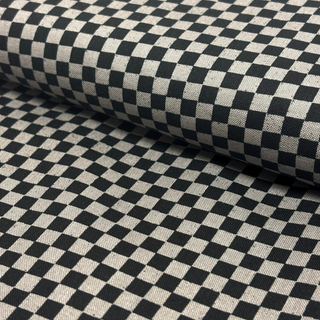 Tela Estampada de 100% Algodón 44/45" Checkers, Gris / Negro - 1 yarda