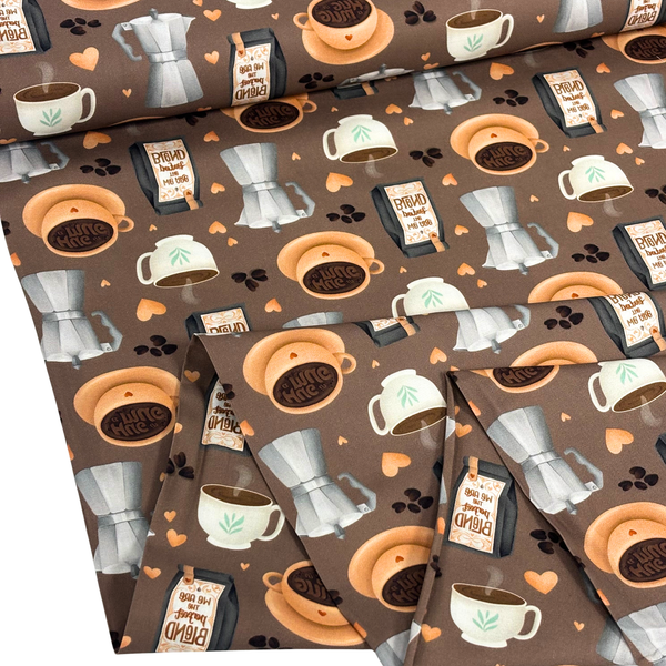 Printed Fabric 100% Cotton 44" Coffee Shop, Perfect Blend - 1 yard