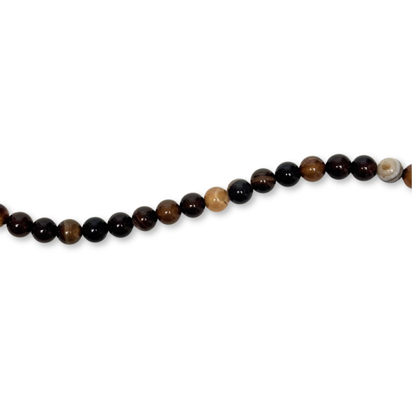Cuentas Redondas de Ágata, Tonos Marrones – 8mm
